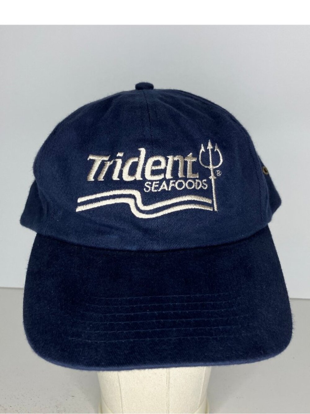 Trident Seafoods Hat Men's Adjustable Navy Blue Embroidered Vtg
